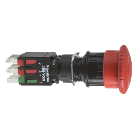Schneider Electric 16mm Non-Illuminated E-Stop; Red Mushroom - 30mm; Standard - Plastic; 1NO / 2NC; Turn-to-Reset - Trigger Action